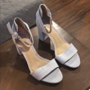 Denim Blue Stripe Heels